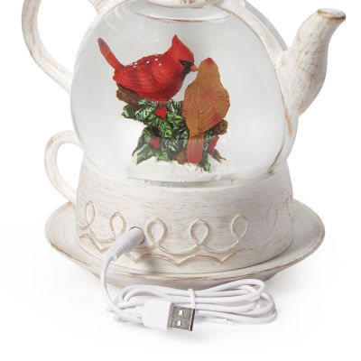 Roman 8"H Led Swirl Teapot Christmas Tabletop Decor