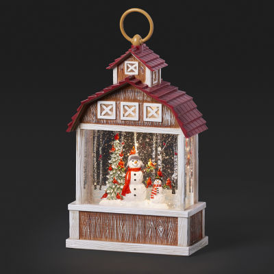 Roman 11"H Led Swirl Barn Lantern Christmas Tabletop Decor