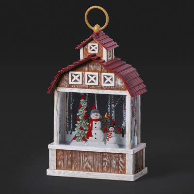 Roman 11"H Led Swirl Barn Lantern Christmas Tabletop Decor