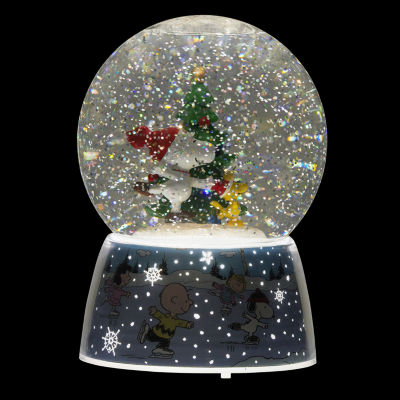 Roman 6.5" Led Swirl Plays Music Peanuts Snoopy Christmas Tabletop Decor