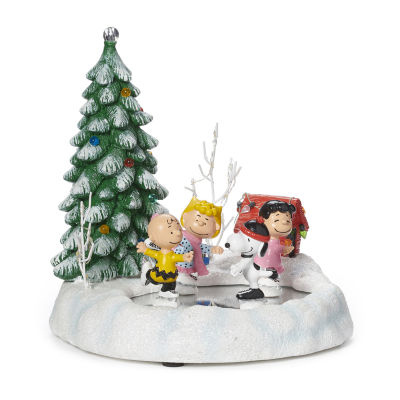 Roman "9""H Led Skatepond" Peanuts Plays Music Christmas Tabletop Decor