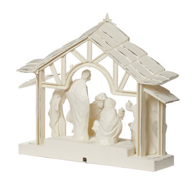Roman 13.5"H Lighted White Nativity Christmas Tabletop Decor