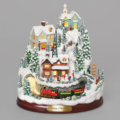 Roman 9"H Lighted Mountain Plays Music Christmas Tabletop Decor