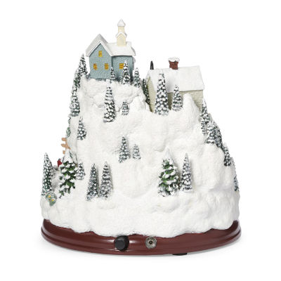 Roman 9"H Lighted Mountain Plays Music Christmas Tabletop Decor