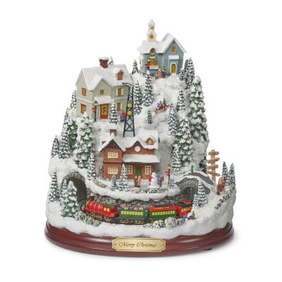 Roman "9""H Lighted Mountain" Plays Music Christmas Tabletop Decor