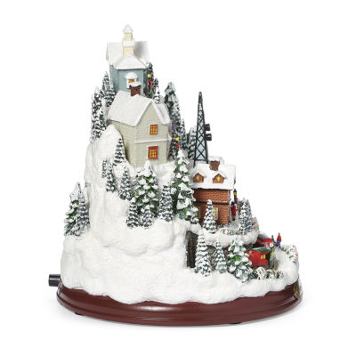 Roman 9"H Lighted Mountain Plays Music Christmas Tabletop Decor