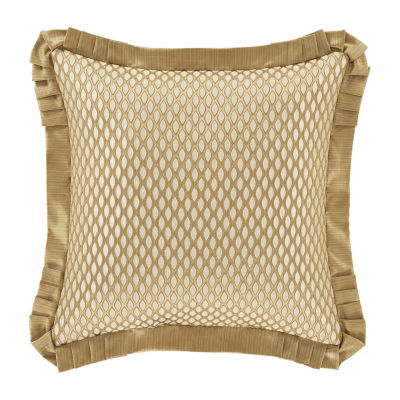 Queen Street Lagos Gold Square Embellished Square Throw Pillow