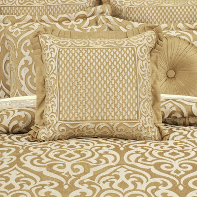 Queen Street Lagos Gold Square Embellished Square Throw Pillow