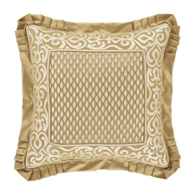 Queen Street Lagos Gold Square Embellished Square Throw Pillow