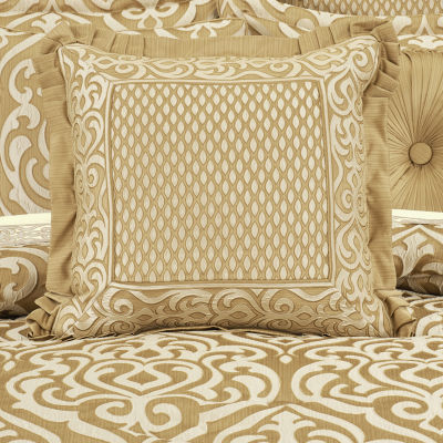 Queen Street Lagos Gold Square Embellished Square Throw Pillow