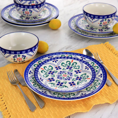 Gibson Laurie Gates Hand Painted Terra Mix 12-pc. Stoneware Dinnerware Set