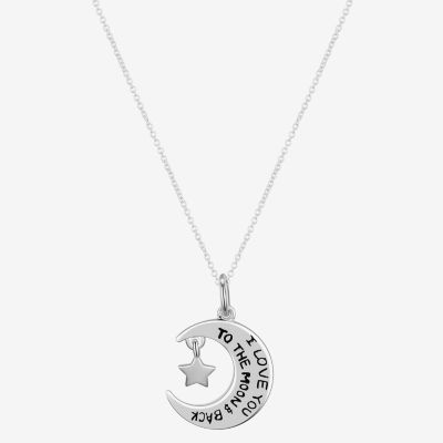 Footnotes Love Sterling Silver 16 Inch Cable Moon Pendant Necklace