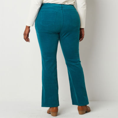 St. John's Bay Secretly Slender Womens Mid Rise Bootcut Corduroy Pant - Plus