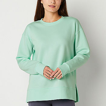 Xersion Womens Fleece Round Neck Long Sleeve Sweatshirt Tall
