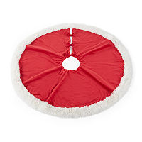 North Pole Trading Co. Red Velvet Indoor Tree Skirt, One Size, Red