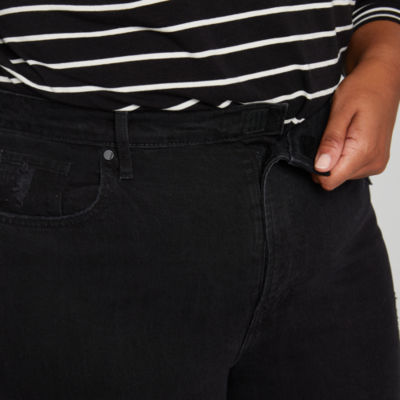 a.n.a Plus Adaptive Womens High Rise Straight Leg Easy-on + Easy-off Jean