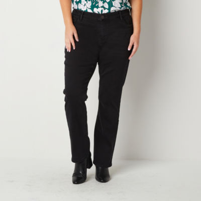 Liz ClaibornePlus Sara Womens Mid Rise Bootcut Jean, Color Black Wash