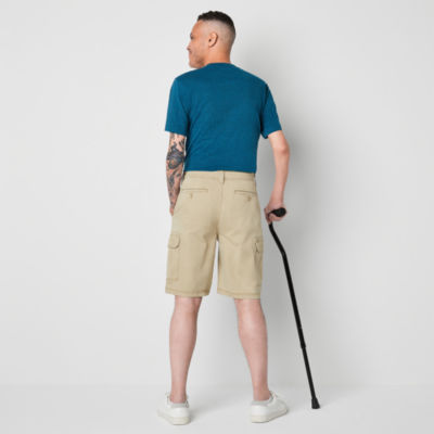 St. John's Bay Comfort Stretch Dexterity 10" Mens Adaptive Adjustable Features Easy-on + Easy-off Cargo Short