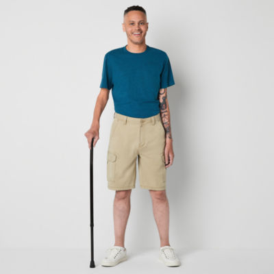 St. John's Bay Dexterity Comfort Stretch 10" Mens Adaptive Adjustable Features Easy-on + Easy-off Cargo Short
