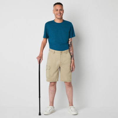 St. John's Bay Comfort Stretch Dexterity 10" Mens Adaptive Adjustable Features Easy-on + Easy-off Cargo Short