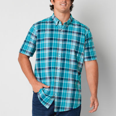 St. John's Bay Poplin Big and Tall Mens Classic Fit Short Sleeve Button-Down Shirt