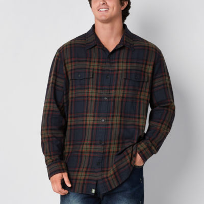 mutual weave Twill Big and Tall Mens Classsic Fit Long Sleeve Plaid Button-Down Ranch Shirt