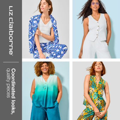 Liz Claiborne Womens Vent Long Sleeve Regular Fit Poplin Button-Down Shirt