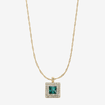 Monet Jewelry Halo Womens Glass Square 17 Inch Pendant Necklace