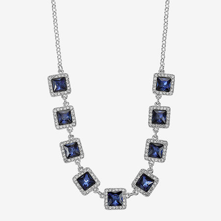 Monet Jewelry Halo Womens 17 Inch Collar Necklace In Blue