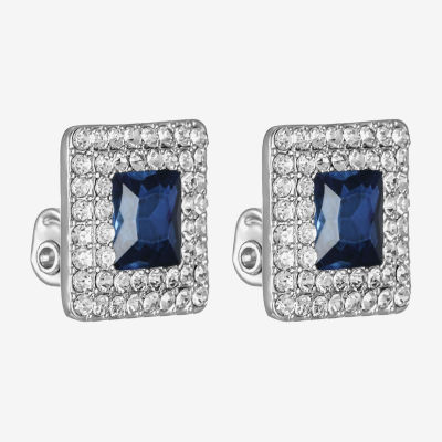 Monet Jewelry Halo Button Womens Glass Square Clip On Earrings
