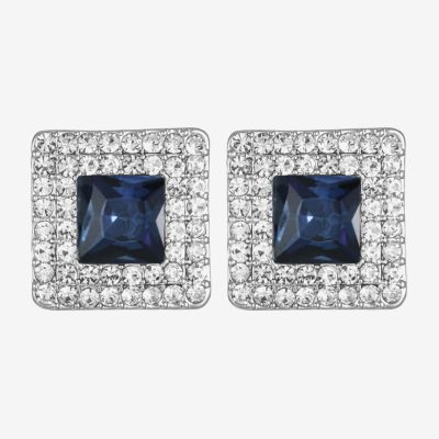 Monet Jewelry Halo Button Womens Glass Square Clip On Earrings