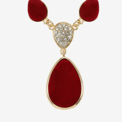Monet Jewelry Gold Tone Velvet Womens Glass 18 Inch Y Necklace
