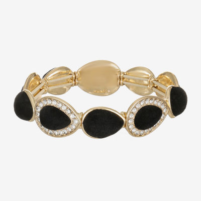 Monet Jewelry Gold Tone Velvet Halo Womens Glass Stretch Bracelet