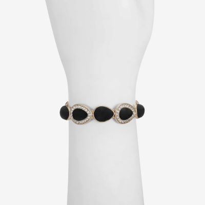 Monet Jewelry Gold Tone Velvet Halo Womens Glass Stretch Bracelet