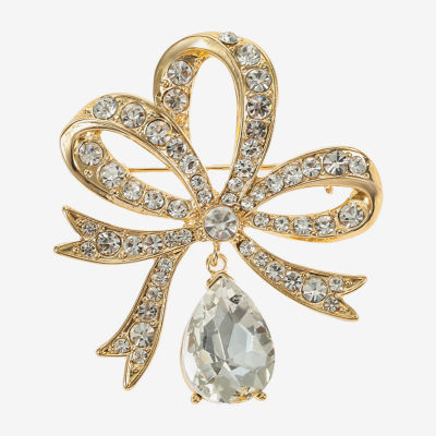 Monet Jewelry Gold Tone Glass Pin