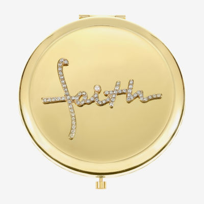 Monet Jewelry Gold Tone Faith Gold Tone Compact Mirror