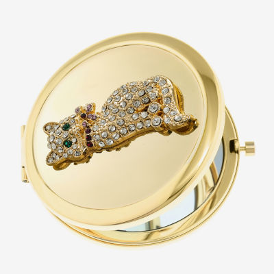 Monet Jewelry Gold Tone Cat Clear Gold Tone Animal Compact Mirror