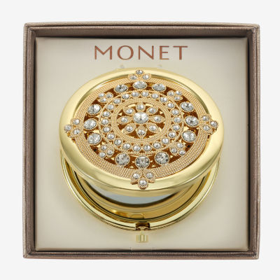 Monet Jewelry Gold Tone Clear Mandela Gold Tone Compact Mirror