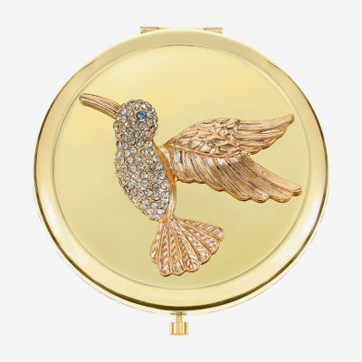 Monet Jewelry Gold Tone Clear Hummingbird Gold Tone Compact Mirror