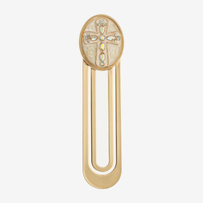 Monet Jewelry Gold Tone White Cross Bookmark