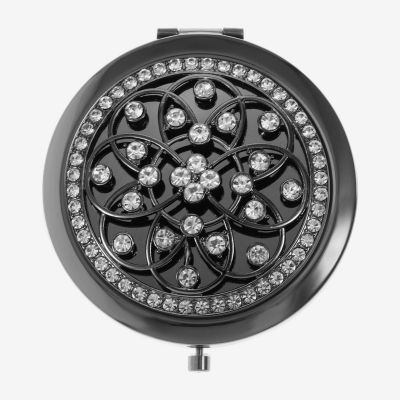 Monet Jewelry Grey Tone Filagree Gray Compact Mirror