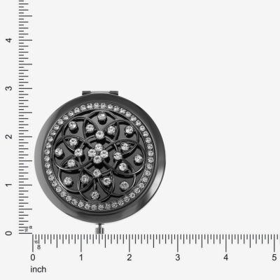 Monet Jewelry Grey Tone Filagree Gray Compact Mirror