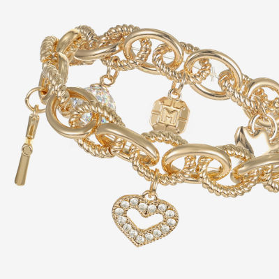 Monet Jewelry Gold Tone Womens Glass Angel Snowflake Star Charm Bracelet