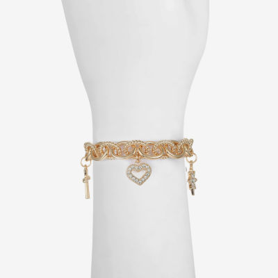 Monet Jewelry Gold Tone Womens Glass Angel Snowflake Star Charm Bracelet