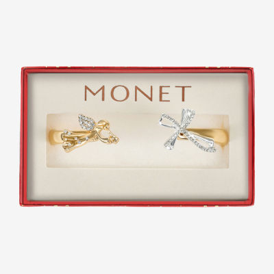 Monet Jewelry Gold Tone Womens Glass Angel Cross Bangle Bracelet