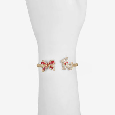 Monet Jewelry Gold Tone Scottie Dog Womens Red Glass Bow Bangle Bracelet