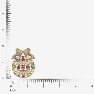 Monet Jewelry Gold Tone Pastel Ornament Multi Color Glass Pin