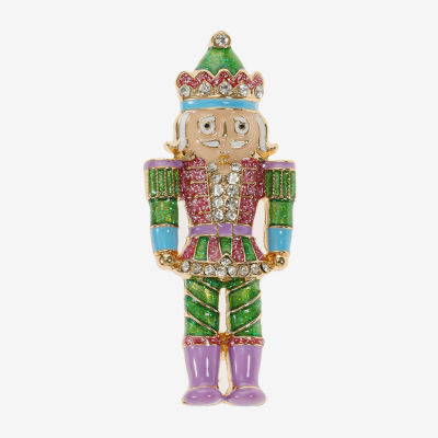 Monet Jewelry Gold Tone Pastel Nutcracker Glass Pin