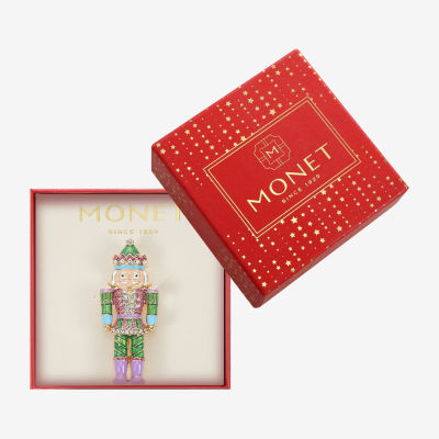 Monet Jewelry Gold Tone Pastel Nutcracker Glass Pin
