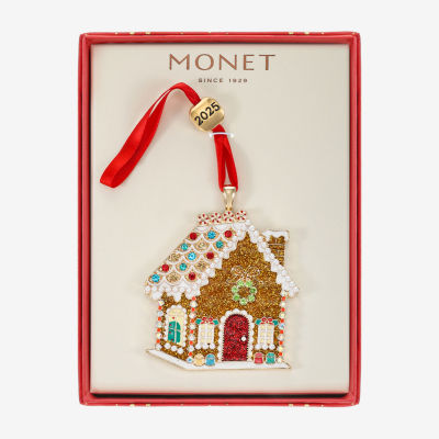 Monet Jewelry Gold Tone Gingerbread House Christmas Ornament